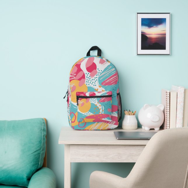 Colourful Abstract Printed Backpack (Insitu)