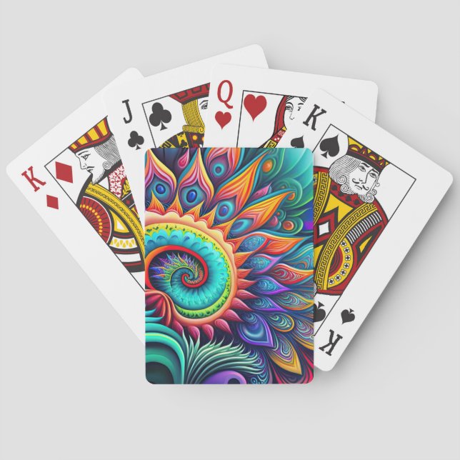 Colourful Abstract Psychedelic Beautiful Flower Playing Cards (Back)