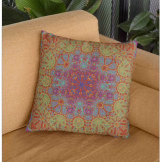 Colourful Abstract Psychedelic Floral Pattern Cushion