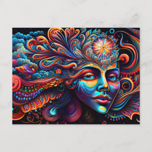 Colourful Abstract Psychedelic Metaphysical Spirit Postcard
