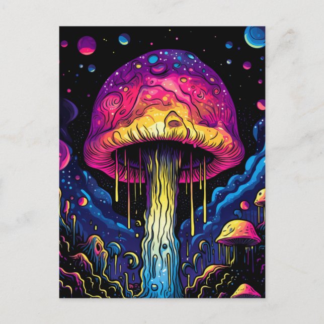 Colourful Abstract Psychedelic Mushroom Postcard (Front)