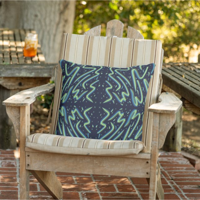 Colourful Abstract Psychedelic Stringy Pointed Art Cushion (Chair)