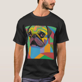 Colourful Abstract Pug Colouful Pug Art Watecolor T-Shirt
