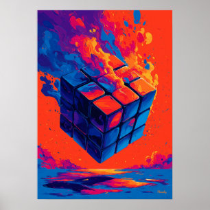 Colourful Abstract Puzzle Cube Wall Art