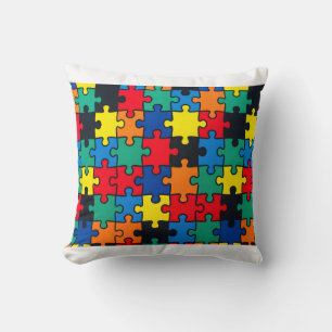 Colourful Abstract Puzzle Piece Pattern Seamless D Cushion
