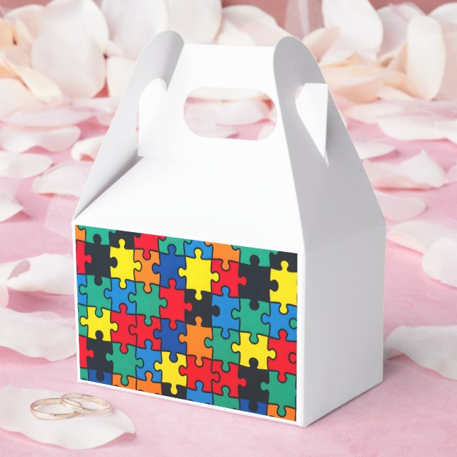Colourful Abstract Puzzle Piece Pattern Seamless D Favour Box (Wedding)
