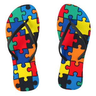 Colourful Abstract Puzzle Piece Pattern Seamless Jandals