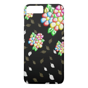 Colourful Abstract Retro Flowers Black Background Case-Mate iPhone Case