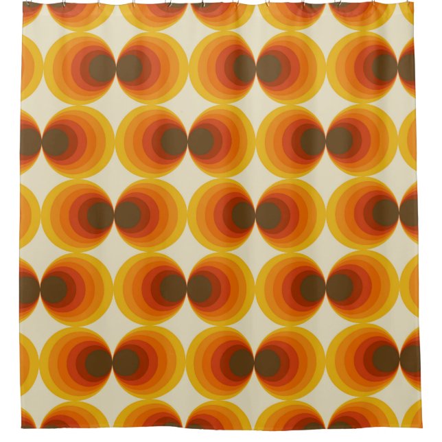 Colourful Abstract Retro Geometric Pattern Shower Curtain (Front)