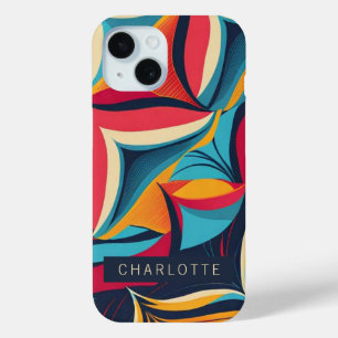 Colourful Abstract Retro Pattern Personalised iPhone 15 Case