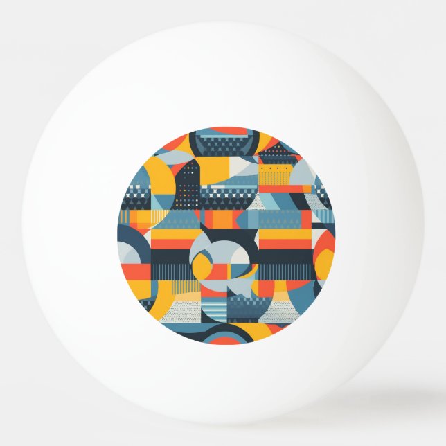 Colourful Abstract Retro-Style Ping Pong Ball (Front)