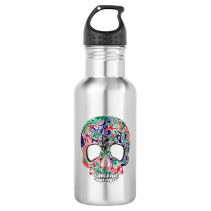Colourful Abstract Retro Sugar Skull 532 Ml Water Bottle