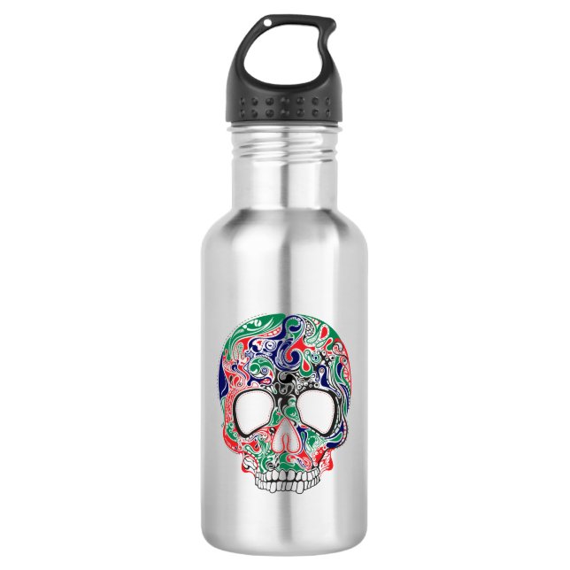 Colourful Abstract Retro Sugar Skull 532 Ml Water Bottle (Front)