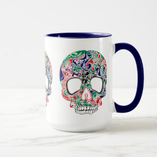 Colourful Abstract Retro Sugar Skull Mug