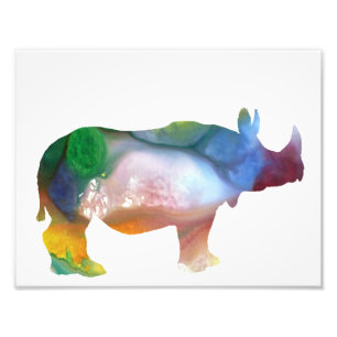 Colourful abstract Rhinoceros silhouette Photo Print