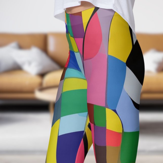 Colourful Abstract Riot Print Leggings (Color Riot)