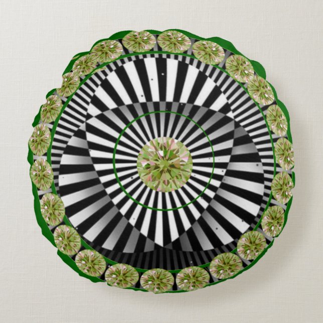 Colourful Abstract Round Throw Pillow (Front)