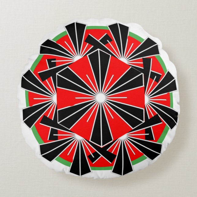 Colourful Abstract Round Throw Pillow (Front)