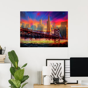 Colourful Abstract San Francisco Skyline Poster