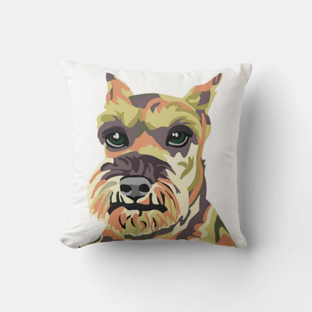 Colourful Abstract Schnauzer Throw Pillow (Front)