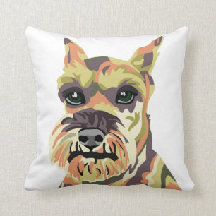 Colourful Abstract Schnauzer Throw Pillow