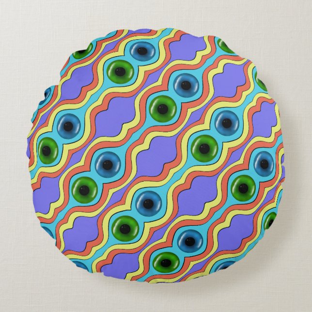 Colourful Abstract Seamless Hand Drawn Pattern  Round Cushion (Front)