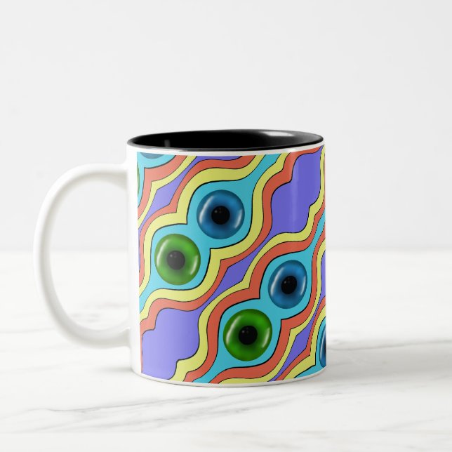 Colourful Abstract Seamless Hand Drawn Pattern  Two-Tone Coffee Mug (Left)