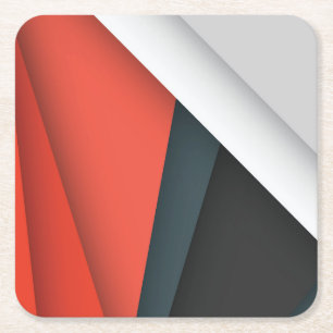 Colourful Abstract Shapes and Lines Square Paper Coaster