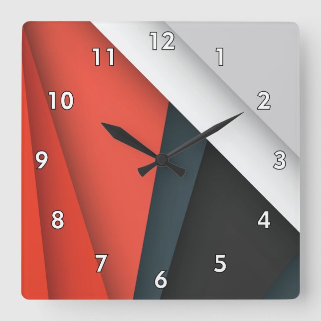 Colourful Abstract Shapes and Lines Square Wall Clock (Front)