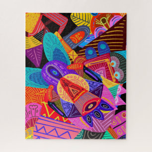 Colourful Abstract Shapes, Circles, Lines & Dots Jigsaw Puzzle