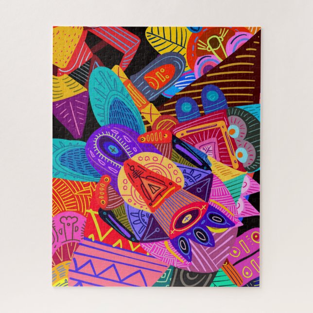 Colourful Abstract Shapes, Circles, Lines & Dots Jigsaw Puzzle (Vertical)