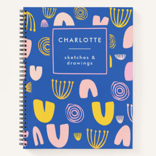 Colourful Abstract Shapes Collage Blue Sketchbook Notebook