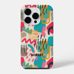 Colourful abstract shapes grunge pattern iPhone 14 pro case