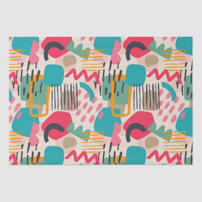 Colourful abstract shapes grunge pattern tissue paper (Front)