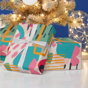 Colourful abstract shapes grunge pattern wrapping paper