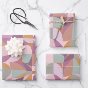 Colourful Abstract Shapes in Plum Earth Tones  Wrapping Paper Sheet