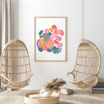 Colourful Abstract Shapes in Teal Pink and Yellow Poster<br><div class="desc">Modern geometric shapes collage of abstract circles in a bright colour palette of blue,  red,  pink,  and yellow.</div>