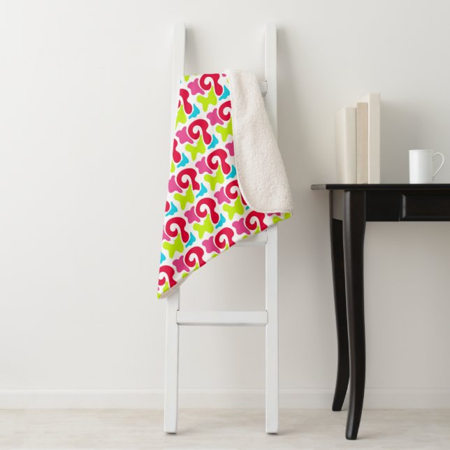 Colourful Abstract Shapes Modern Sherpa Blanket  (In Situ)