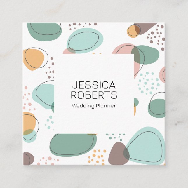 Colourful abstract shapes pattern modern design square business card (Front)