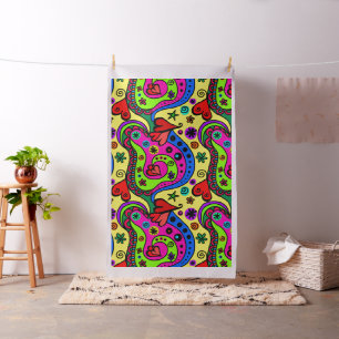 Colourful abstract shapes psychedelic art fabric