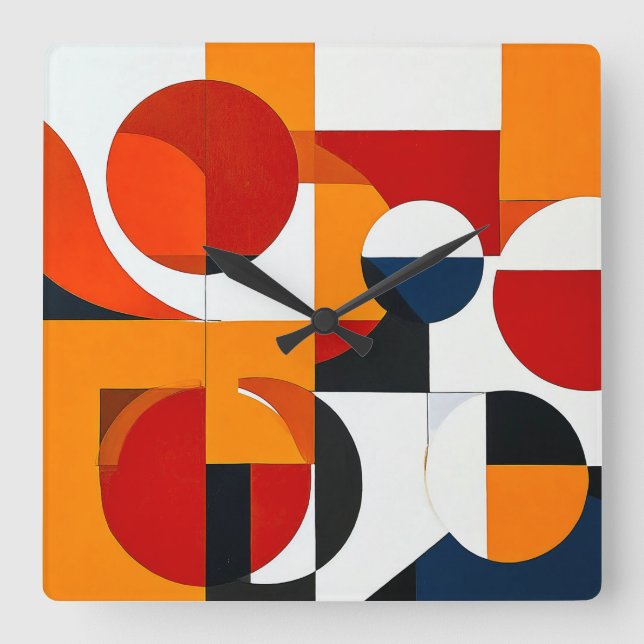 Colourful Abstract shapes Square Wall Clock (Front)