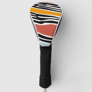 Colourful abstract shapes with zebra print design golf head cover