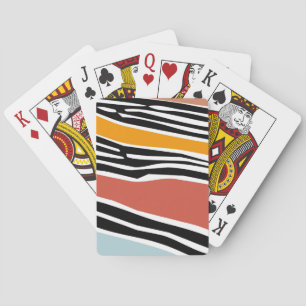 Colourful abstract shapes with zebra print design playing cards