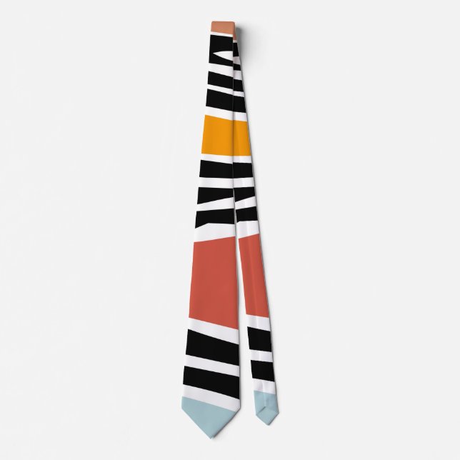 Colourful abstract shapes with zebra print design tie (Front)