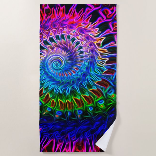 Colourful Abstract Shell Design - Beach Towel (Front)