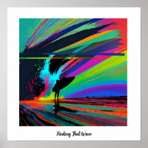 Colourful abstract silhouette surfer on beach