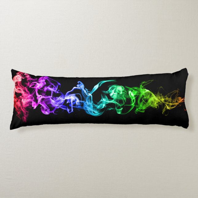 Colourful Abstract Smoke - A Rainbow in the Dark B Body Cushion (Front)