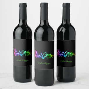 Colourful Abstract Smoke - A Rainbow in the Dark Wine Label