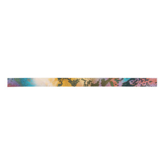 Colourful abstract snake skin pattern satin ribbon