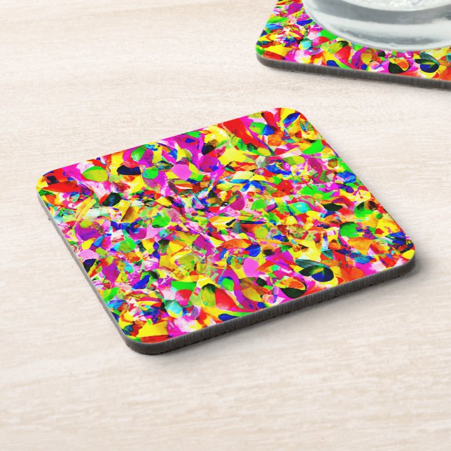 Colourful Abstract Spectrum Pattern Coaster (Left Side)